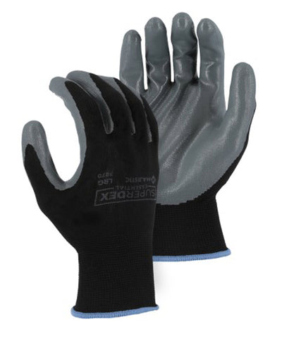 SuperDex Gray Nitrile Palm Dipped on Black Nylon Liner Gloves