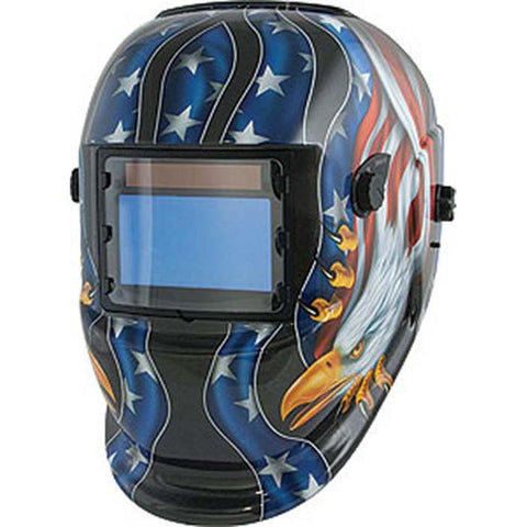 welding helmet wide view solar power eagle flag