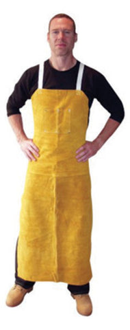 Radnor√•√Ç 24" X 48" Bourbon Brown Side Split Leather Bib Apron With Two Chest Pockets, Cotton Crossed Back Straps And Side Release Buckles