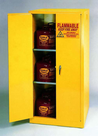 Chemical Storage Cabinet, 45 Gallon, 2-Door, Manual Close, 2 Shelf