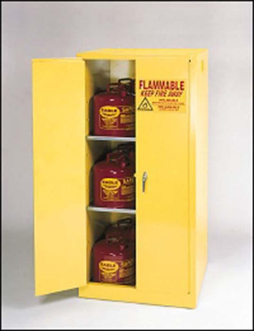 Chemical Storage Cabinet, 60 Gallon, 2-Door, Manual Close, 2 Shelf